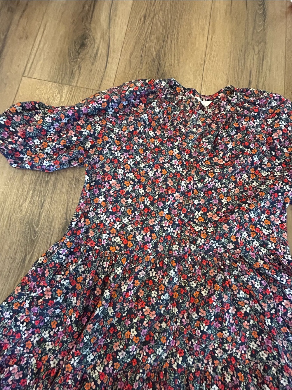 Time and Tru floral cotton midi dress button down